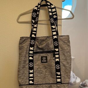 Victoria's Secret Gray Tote with Black and White Straps